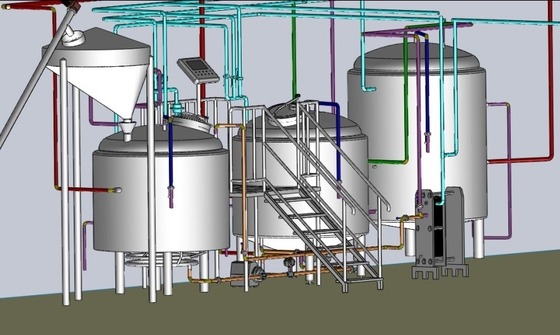 Mini Microbrewery o equipamento bonde/do vapor, 3 põe em fase o equipamento de Brewpub