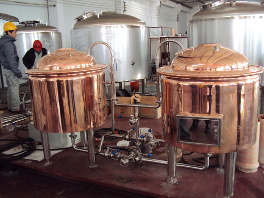 Cervejaria de cobre vermelha automática da pequena escala do equipamento da fabricação de cerveja para o esboço do bar